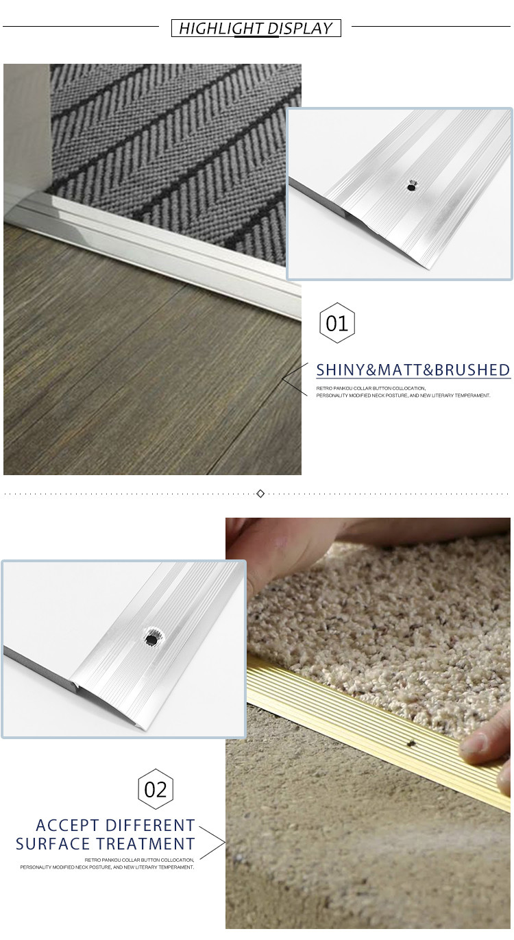 Anodised Threshold Floor Aluminum Transition Strips 6000 Series T5 Temper