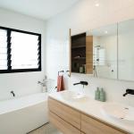 Wooden Wall Mounted Bathroom Cabinet Slab Basin and LED Light Mirror 38-46 inch