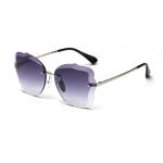 Rimless Gradient Lens Oversize Women 139mm Metal Frame Polarized Sunglasses