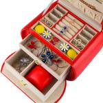 Red MDF Jewelry Gift Boxes Bulk Packaging PU Leather Jewelry Organizer Case