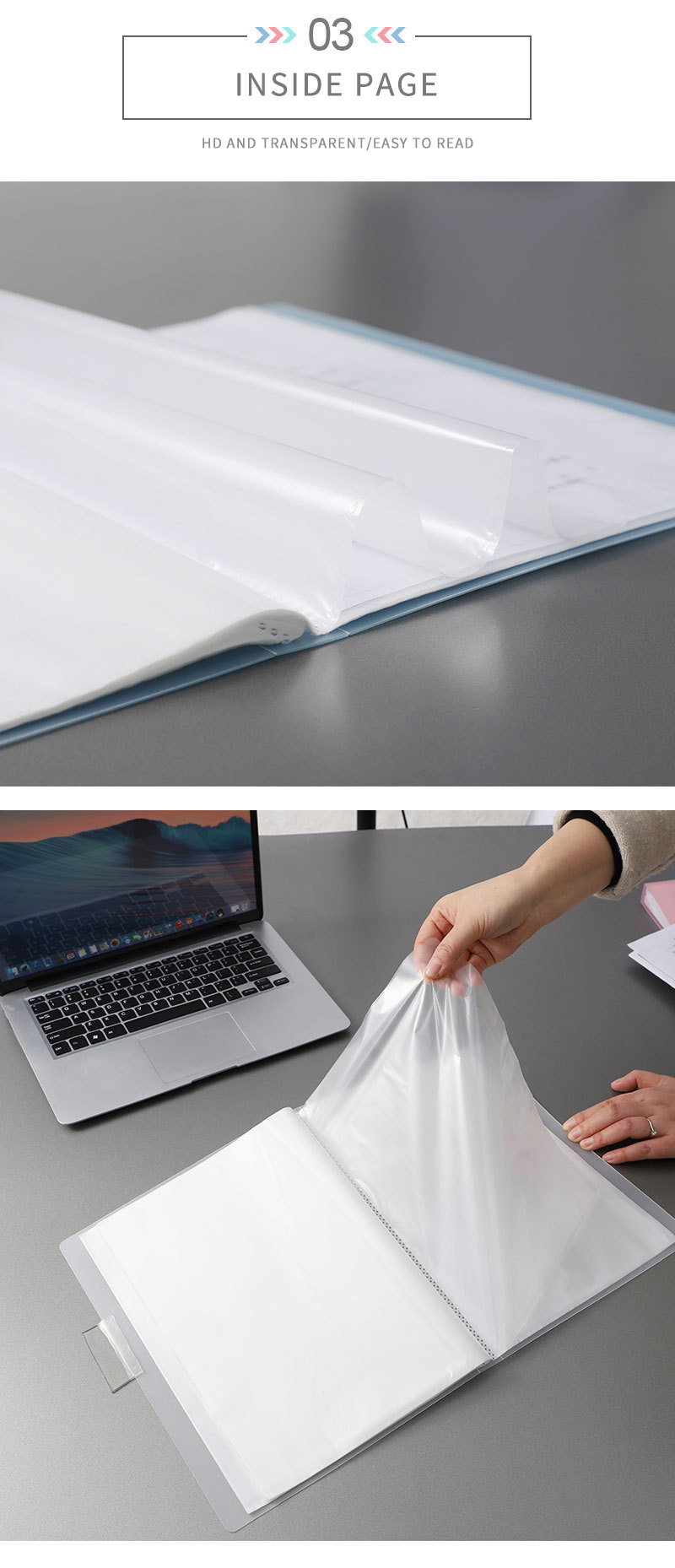 customized A4 size transparent pocket file with the best and 0.65mm material thickness