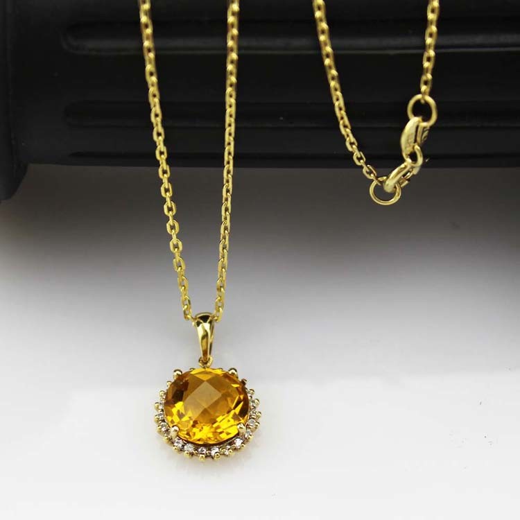 Sterling Silver Cable Chain 10mm Blue Topaz Cubic Zircon Pendant Necklace (PSJ036)