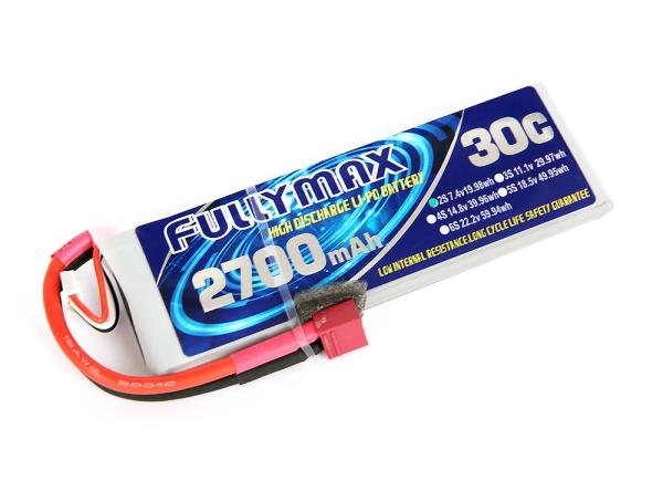 FULLYMAX LiPo Battery Pack 30C 2700mAh 2S 7.4V with T Plug for RC Car Boat Truck