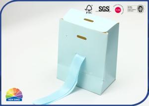 Quality Pantone Color Blue Paper Packaging Bag Matte Lamination With Ribbon wholesale