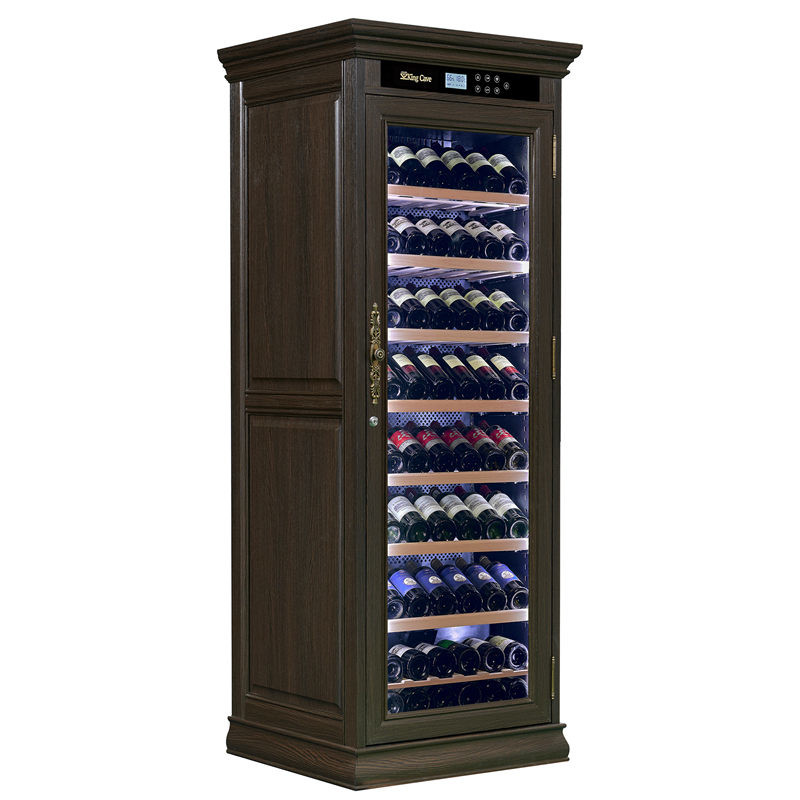 Vertical Freestanding Drinks Cabinet Dark Brown Wood Wine Cooler Fridge