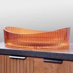 Wall Mounted Crystal Glass Wash Basinin Red Wine Color 500*370*140mm Size