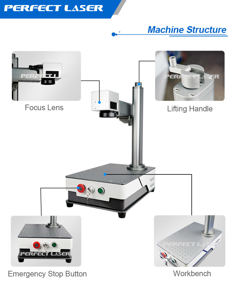 10W 20W Tabletop Mini Fiber Laser Marking Machine For Metal SS/ Iron/ Copper/ Aluminum