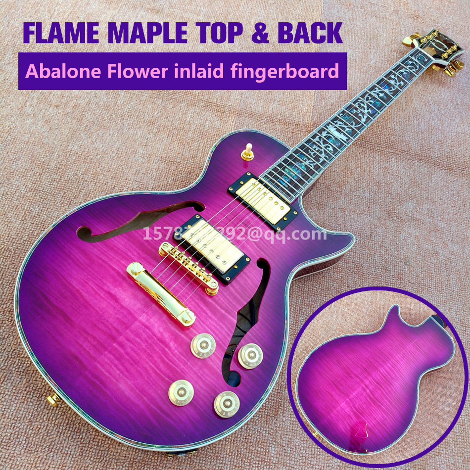 Flame Maple Top & Back Custom LP electric guitar with Abalone binding top & back