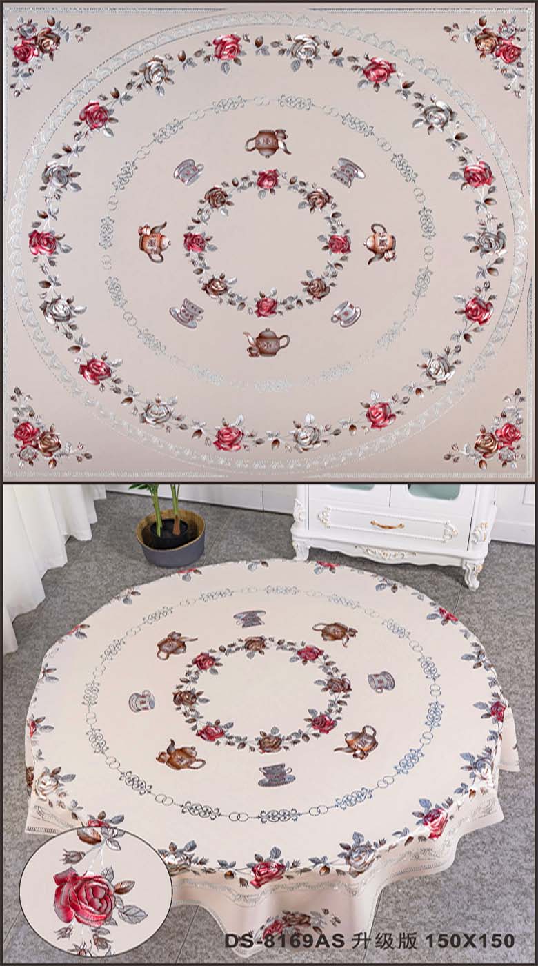 Blue PVC Tablecloth Printed for Fancy Table Decoration at Year Christmas Party