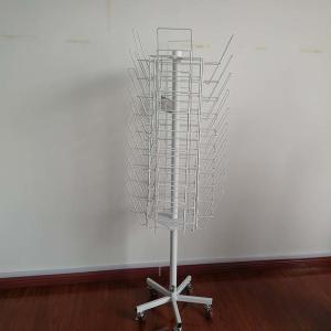 Quality Newspaper / Magazine Shelf Display Rack Wire Metal With Wheels wholesale