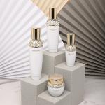 Pearl White Cosmetic Bottle Set 30ml 100ml Hyaluronic Acid Glass Skincare