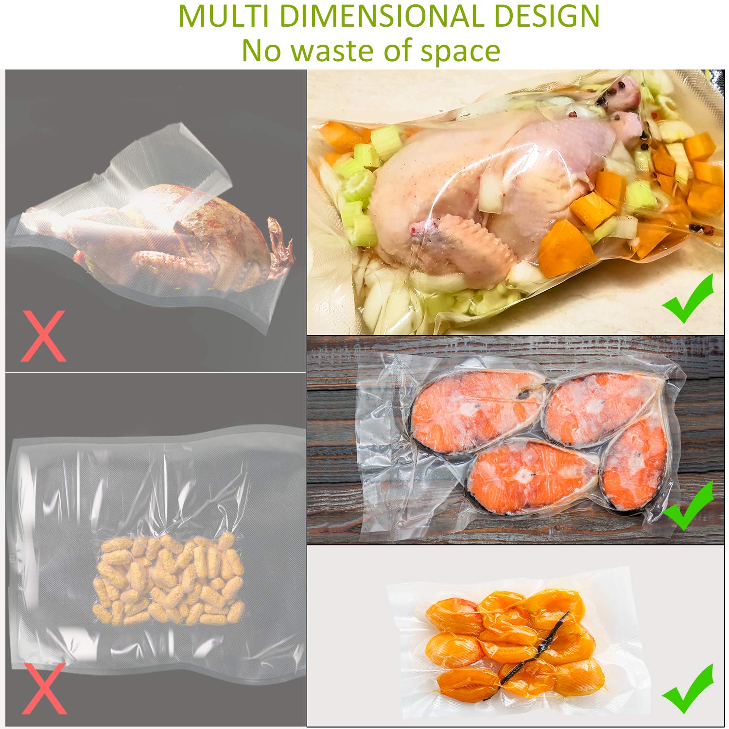 Custom Printed PA PE Vacuum Sealer Bags Mesh Food Storage Vacuum Bag