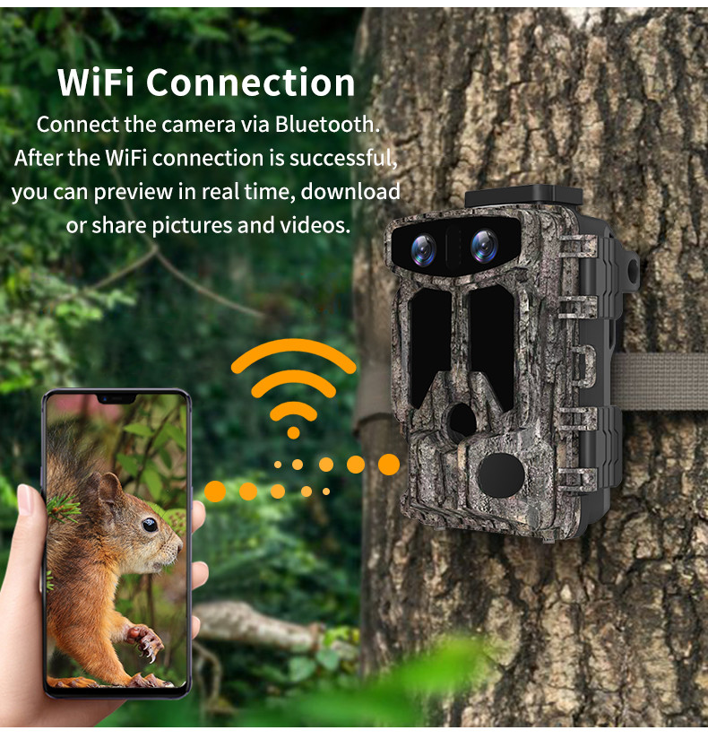 Dual Lens Night Vision 4k Trail Camera Waterproof Wildlife Game Outdoor