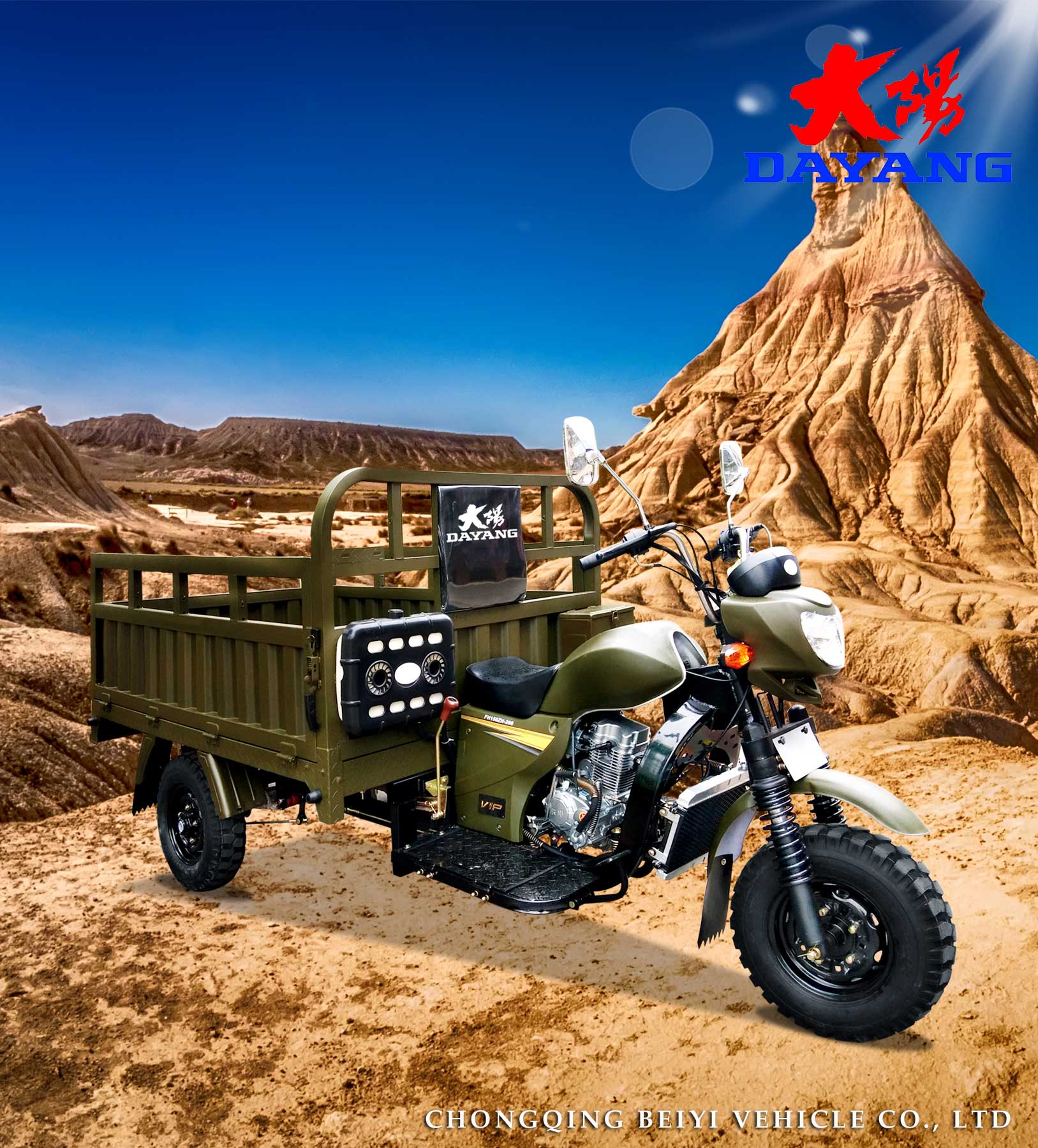 DAYANG H5 Heavy Load Open Driver Seats Cabin Cargo 200CC 3 Wheel Tricycle Motorized