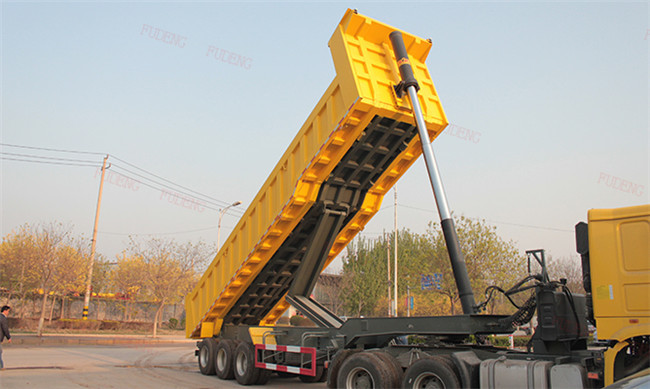 Square Shape 45 Tons Dump Semi Trailer With Hyva Hydraulic Lifting System