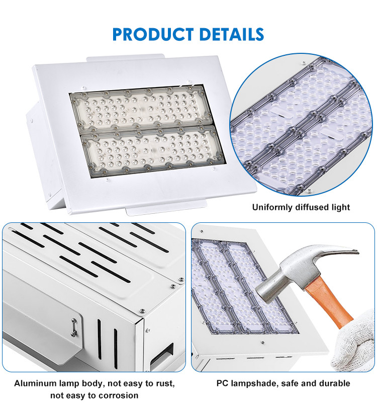 100W Gas Station Linear Industrial High Bay Lighting IP54 Waterproof