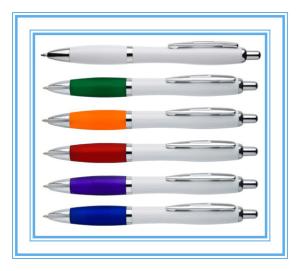 Quality white curvy plastic contour ball pen for gift promotion wholesale