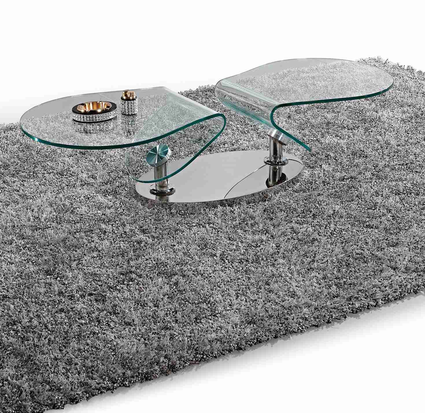 Glass Spinning Table Stainless Steel Base Coffee Side Table OEM