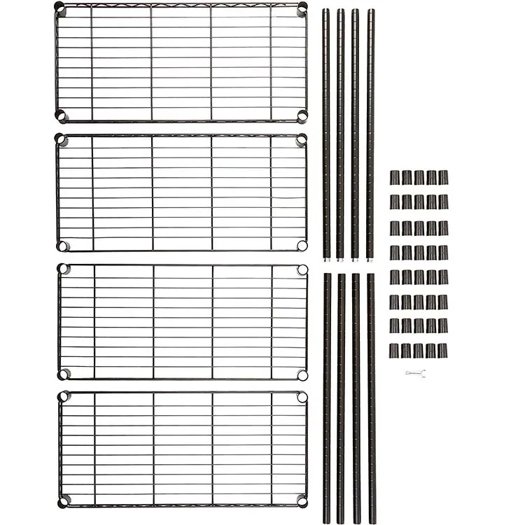 Adjustable Heavy Duty Storage Shelving Black Steel Organizer Wire Rack 4 Shelf