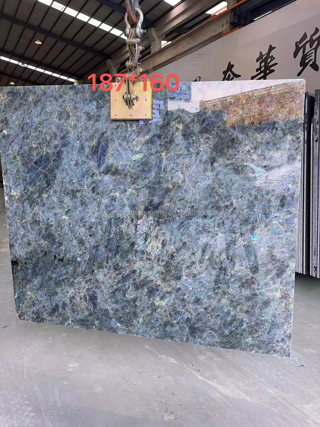 Big Slab Polished Shinning Labradorite Blue Granite Countertop and Island Table Design