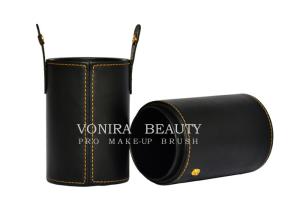 Quality Customized High Quality Leather Makeup Brush Holder Case Cosmetic Cylinder wholesale
