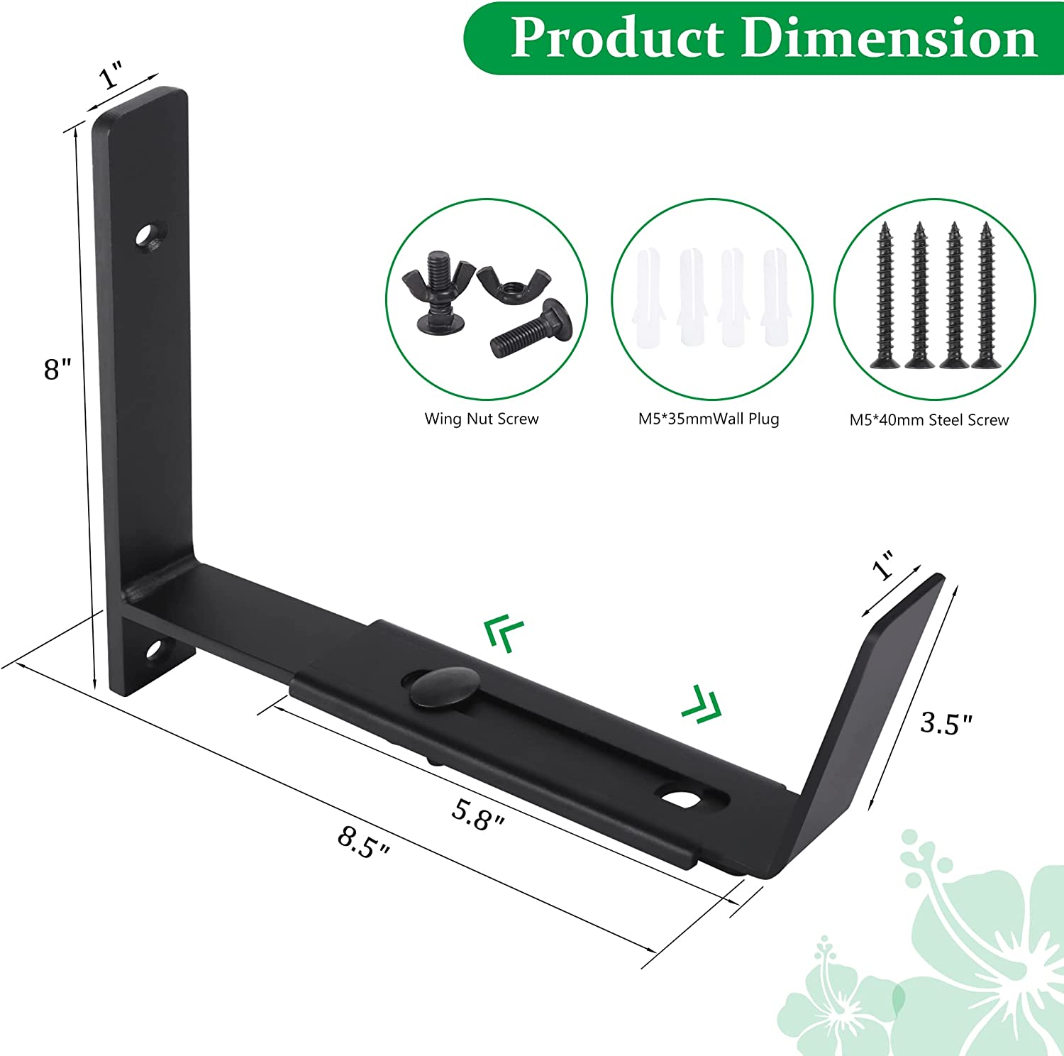 Steel Bracket Window Box Planter with Black Powder Coating and Butterfly Holder Box