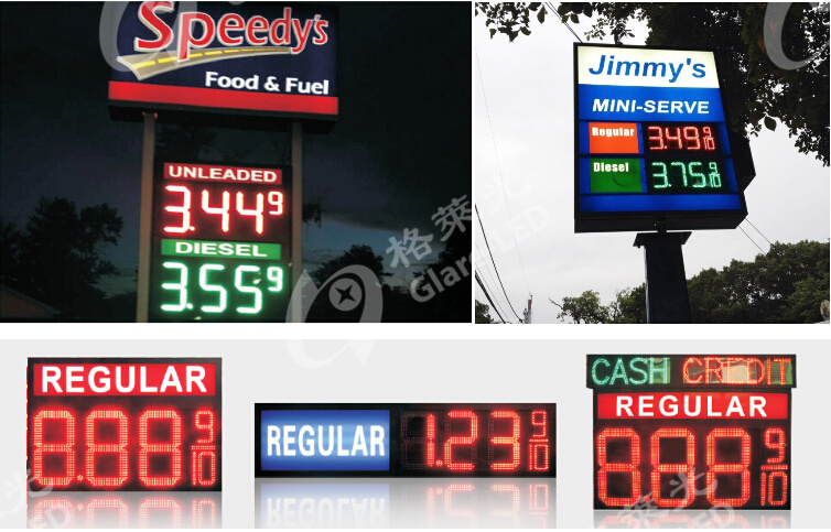 Outdoor 27 Inch 8.889 10 LED Gas Sign GSM Communication IP65 Waterproof Level