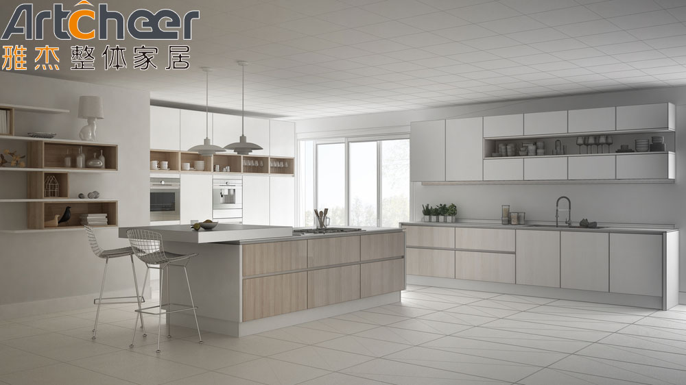 Mail Packing Wooden Style Kitchen Cabinet with Island and Cupboard Accessories Made