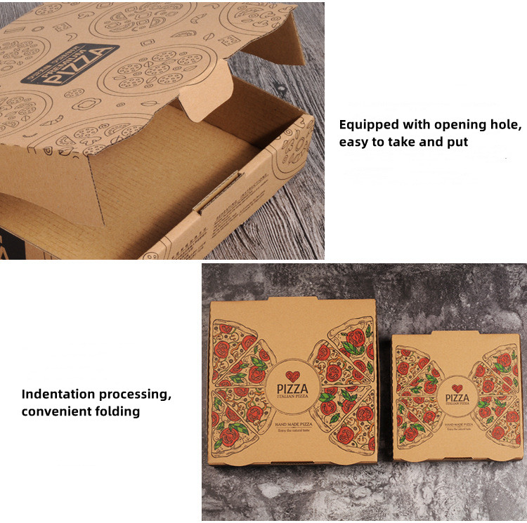 Gold Foil Printing Takeaway Pizza Box Packaging 16 Inch Foldable Square