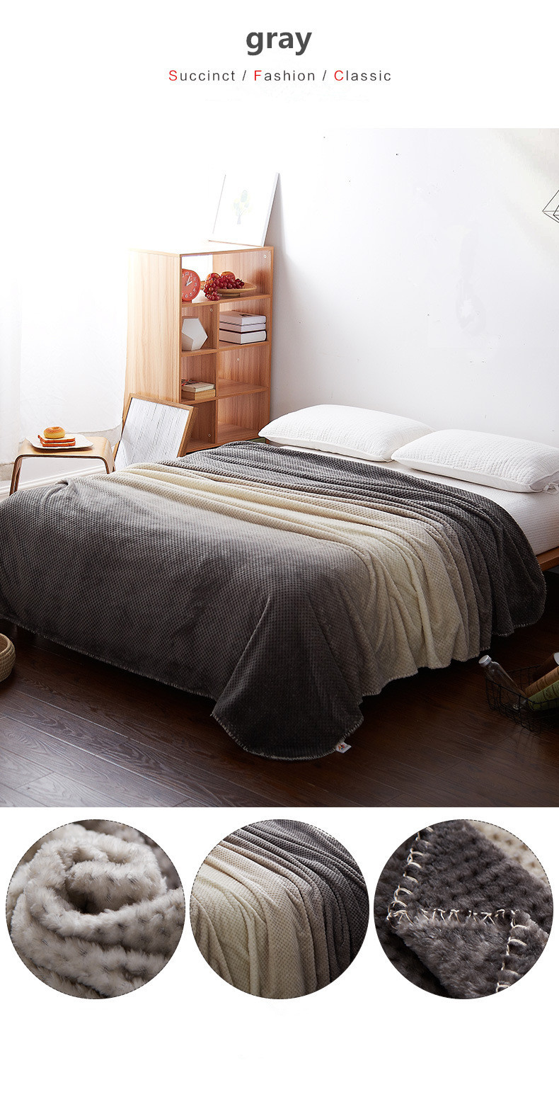 Gradient Color Flannel Sheet Blanket , Flannel Fleece Blanket Easy Care For Bedding