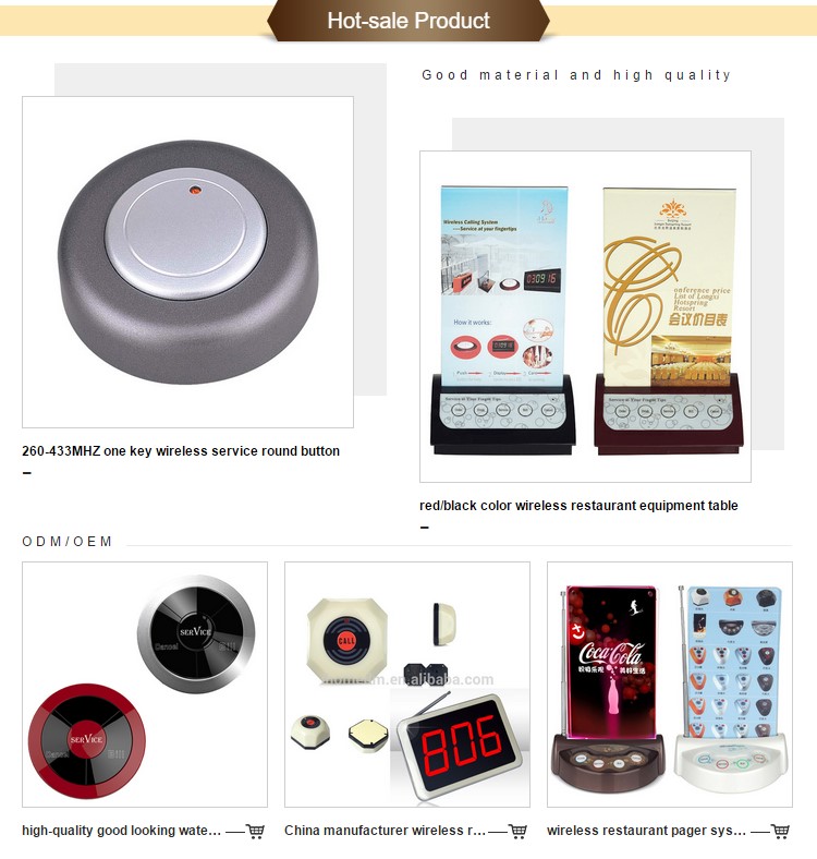 433/315MHZ SY Certificates wireless restaurant equipment call button