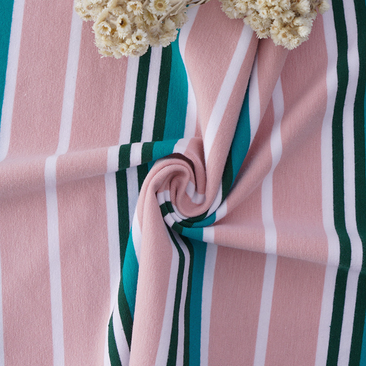 Moisture-Absorbent And Breathable ​And And Lycra Cotton Striped Cotton Fabric For T-Shirt