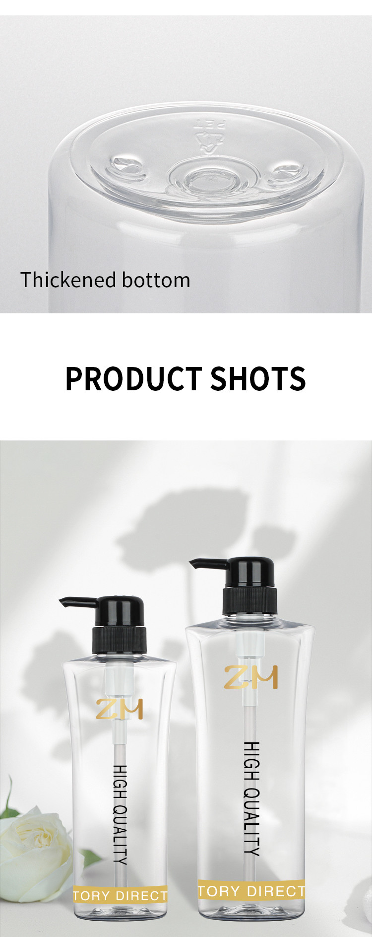 Transparent Cylinder Round Cosmetic Lotion Bottle 400ML 600ML Black Pump