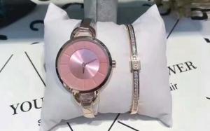 Quality wrist watch with diamonds ring pink dial Ladies' fashion watch wholesale