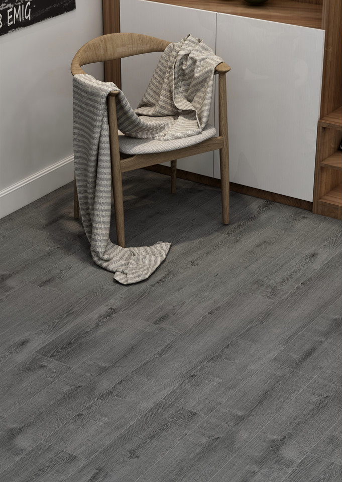 Fireproof 4mm Stone Polymer Composite Flooring European Black Oak GKBM SY-W1010