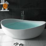 Hotel Project Artificial Stone Bathtub Oval Shaped Attractive Design