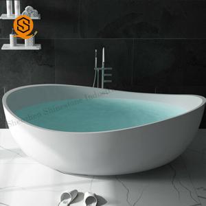 Quality Hotel Project Artificial Stone Bathtub Oval Shaped Attractive Design wholesale