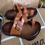 Black Brown Mens Soft Leather Slippers Anti Skid Men's Summer Sandals