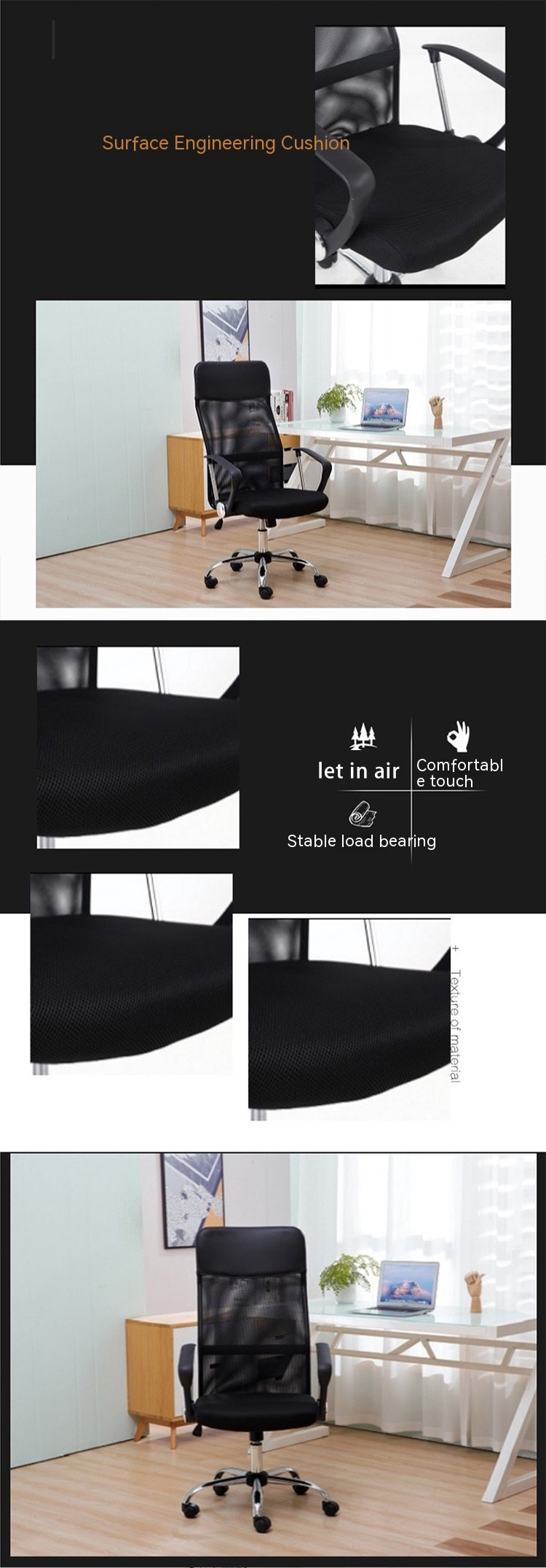 Hot Black High Back Office Chair Executive Chairs Multi Used Swivel Mesh PC Chair 2023