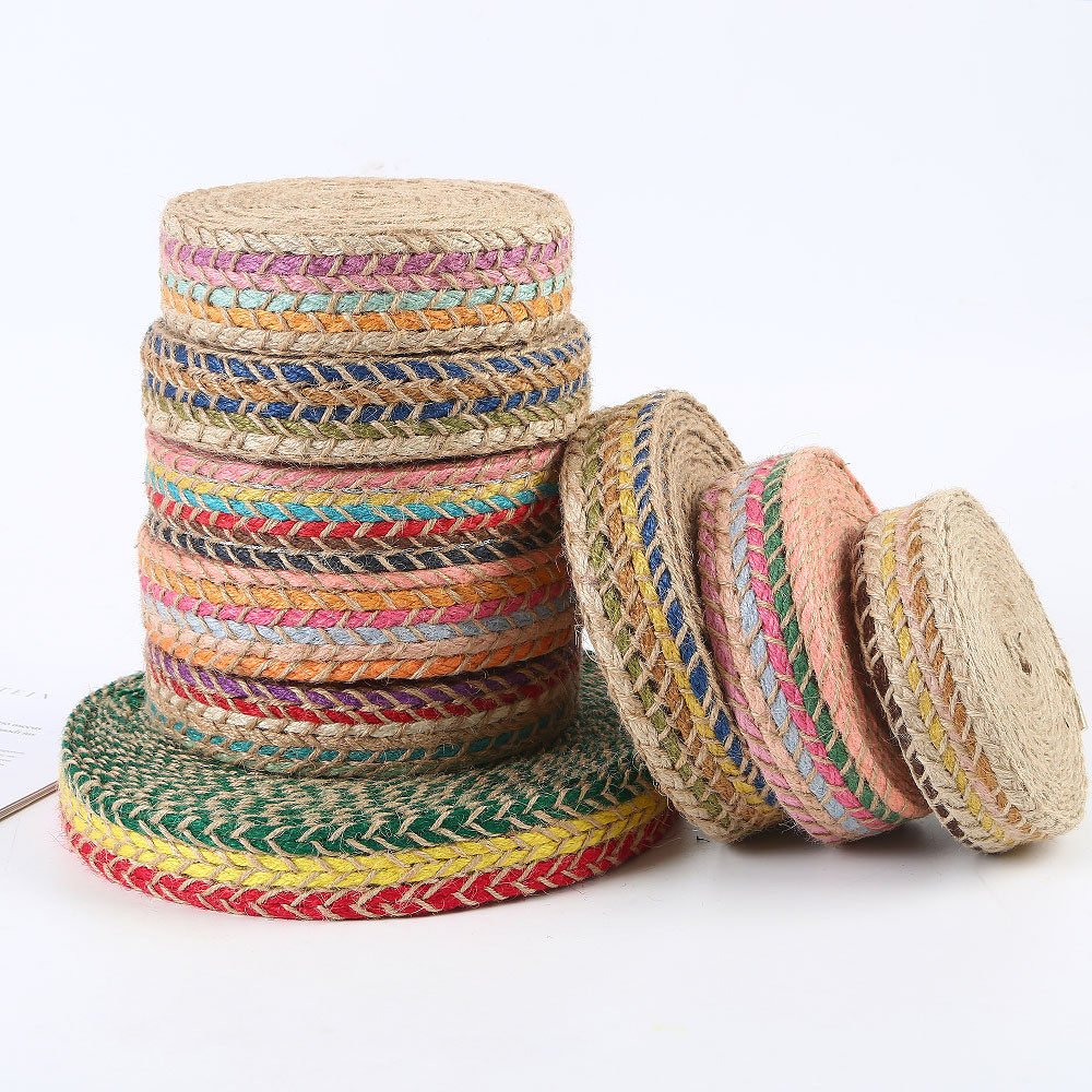 Braided Woven Jute Burlap Ribbon Retro Gold Burlap Ribbon For Garment