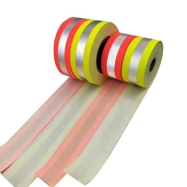 Cheap Red Blue Reflective Cotton Fabric Fluo Yellow Red Blue Hi Vis Reflective Strips For Jackets for sale