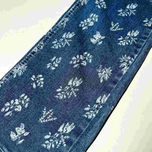 Quality 9.7 Oz Indigo Washed Elastic Denim Fabric By The Yard Flower Printed wholesale