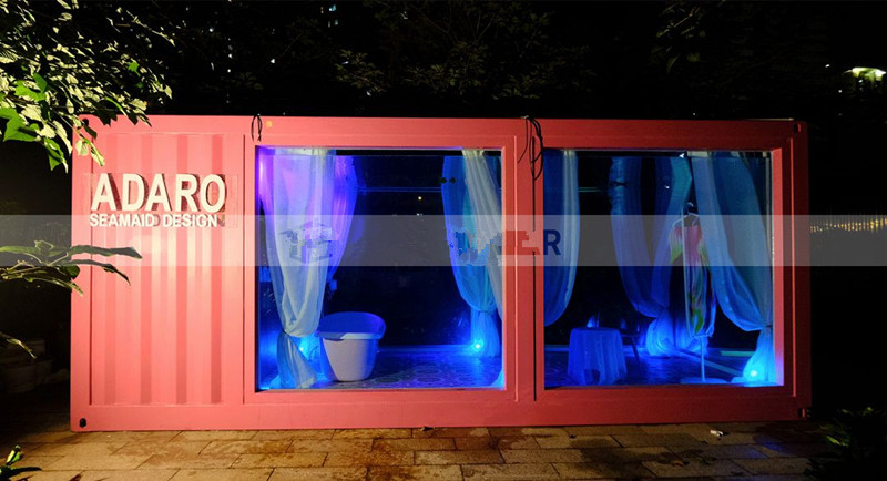 Luxury Prefab Modern Portable Container Swimming Pool With High Strength Glass Wall
