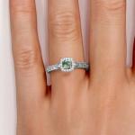 Vintage S925 Blue Green Moss Agate Ring 14K Rose Gold Plated White CZ Jewelry