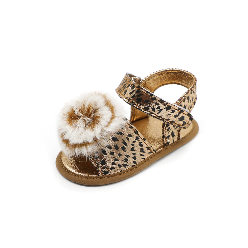China Factory fashion PU Leather Leopard print 0-18 months infant anti-slip baby sandals