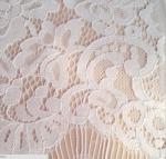 French Eyelash Lace Fabric with cord for Bridal Dress with Ivory / Pink color
