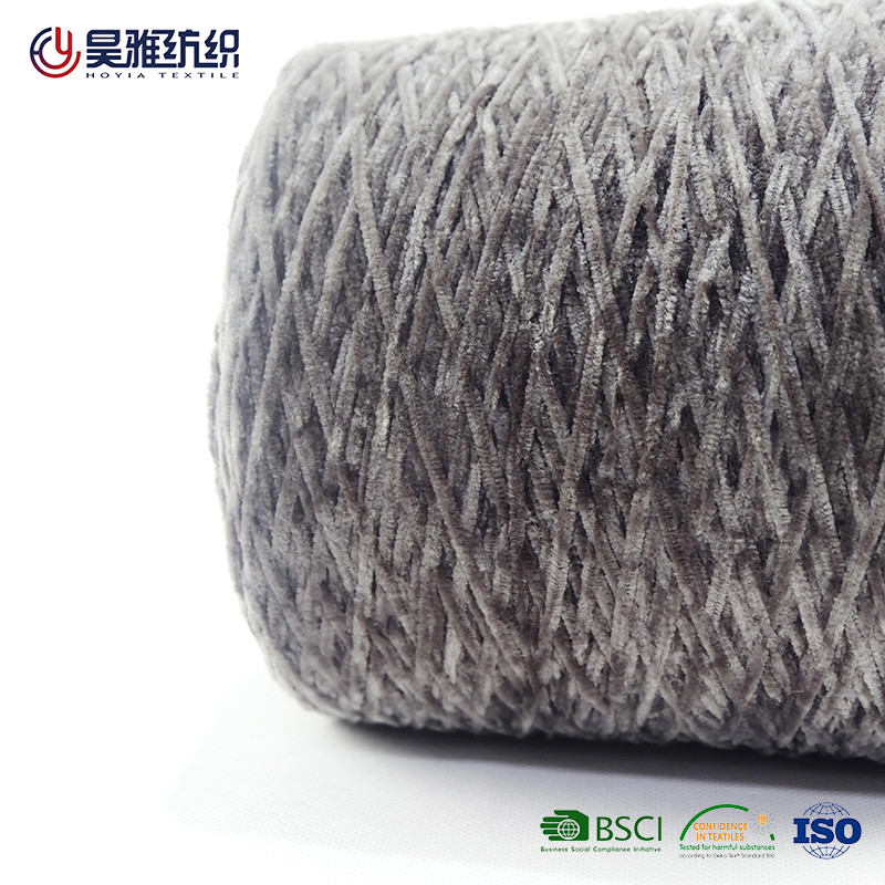 Knitting Chenille Home Yarn Shining Color 3.5NM 100% Spun Polyester Dyed Yarn