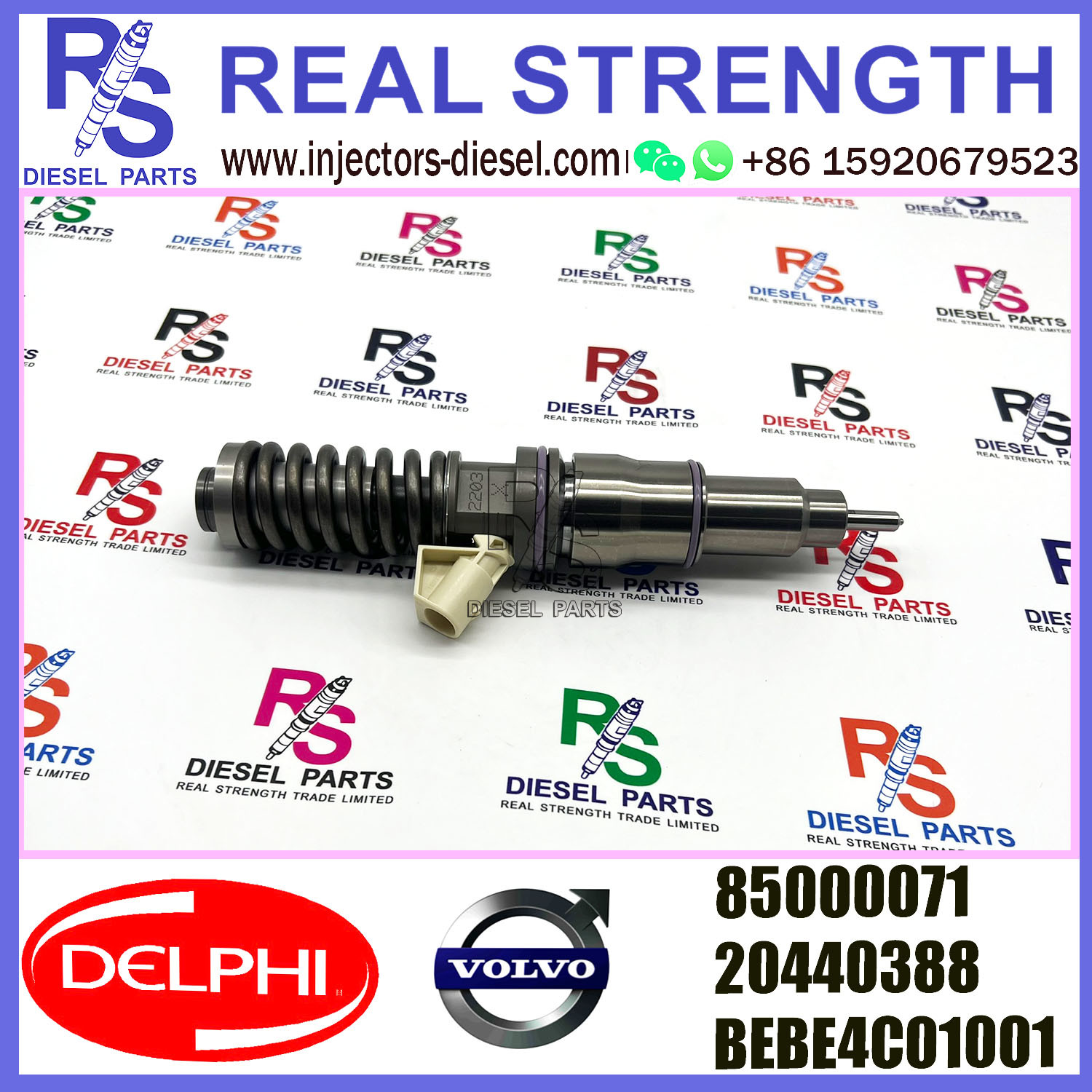 DELPHI 2pin injector 85000071 20440388 BEBE4C01001 Diesel pump Injector V-O-L-V BEBE4C01001 E1 for V-O-L-V D12 BUS