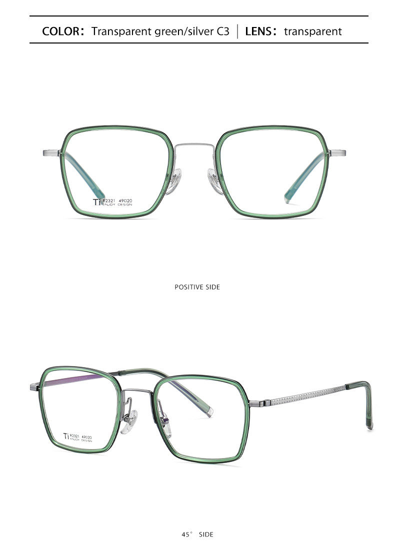 Computer Acetate Reading Glasses Titanium Square Prescription