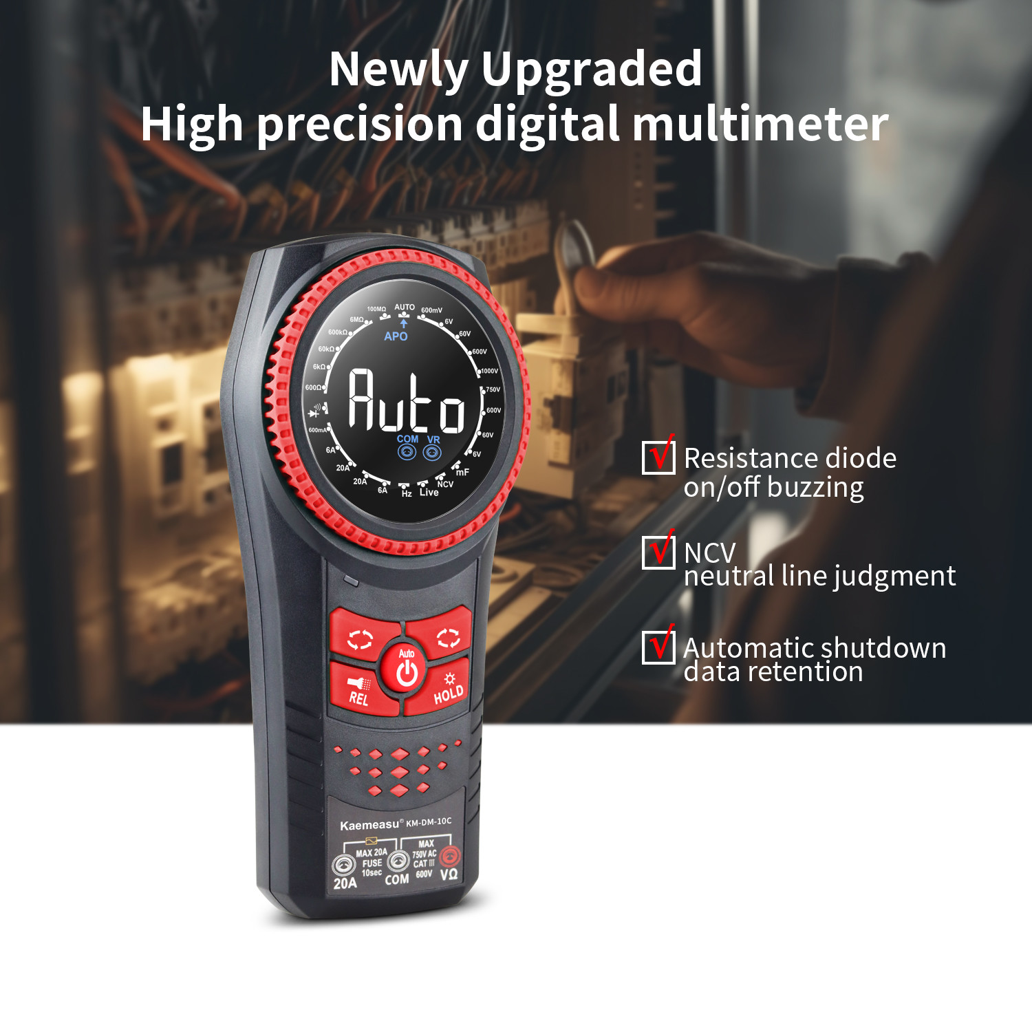 Kaemeasu 10C Auto Range Multimetro Smart Digita Voltage Meters NCV TRMS Diode Test Current Resistance Tester